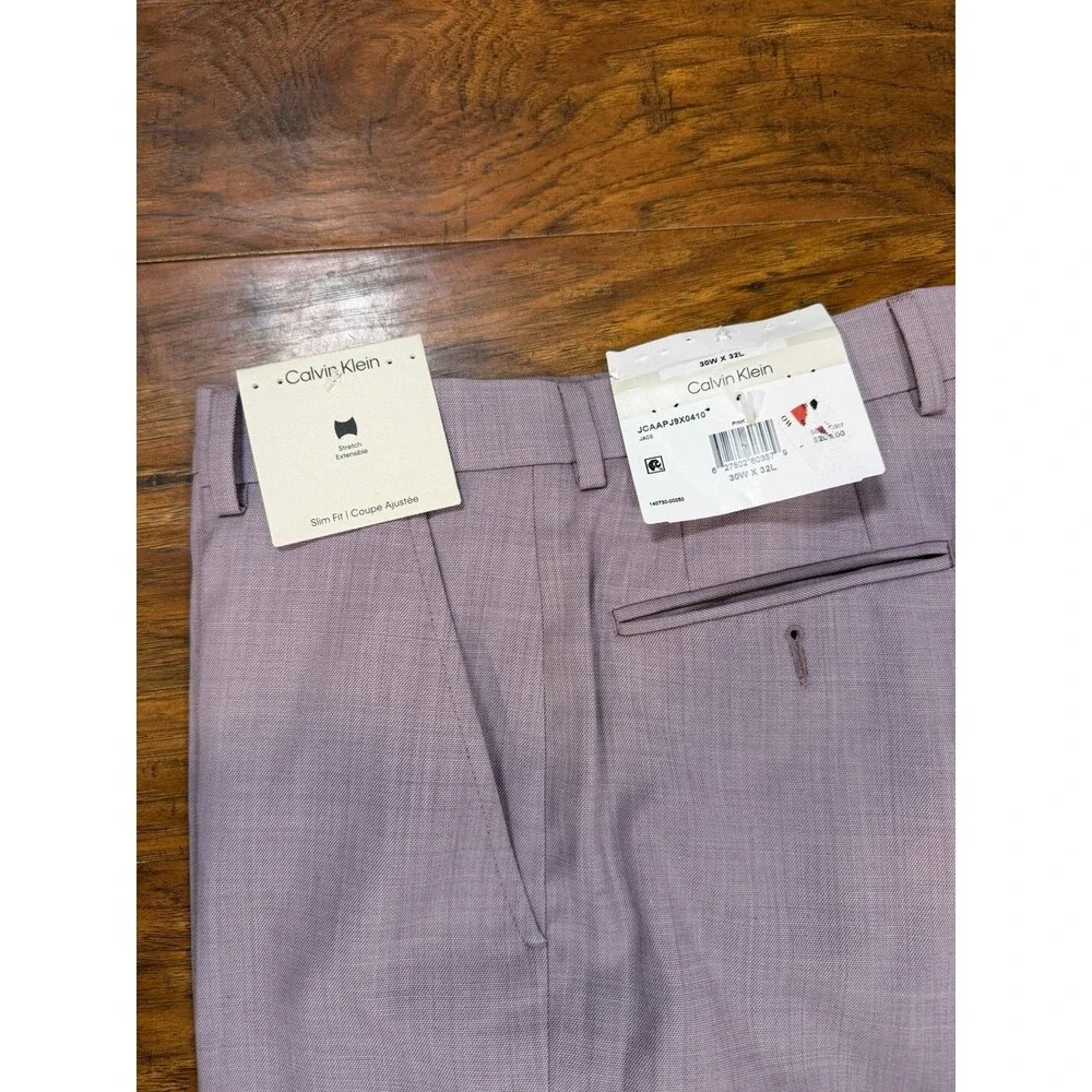 NEW CALVIN KLEIN Mens 30x32 Slim Fit Lavender Dress Pants/Slacks